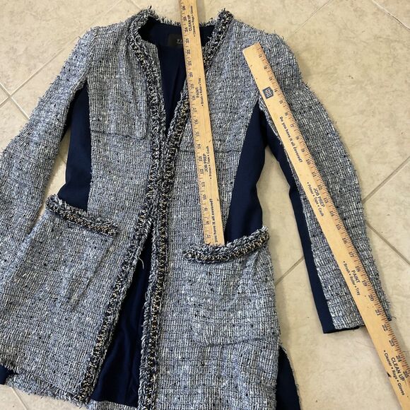 Time Postmodern women’s Tweed Blazer Jacket Size M mid length /pockets - Picture 13 of 15